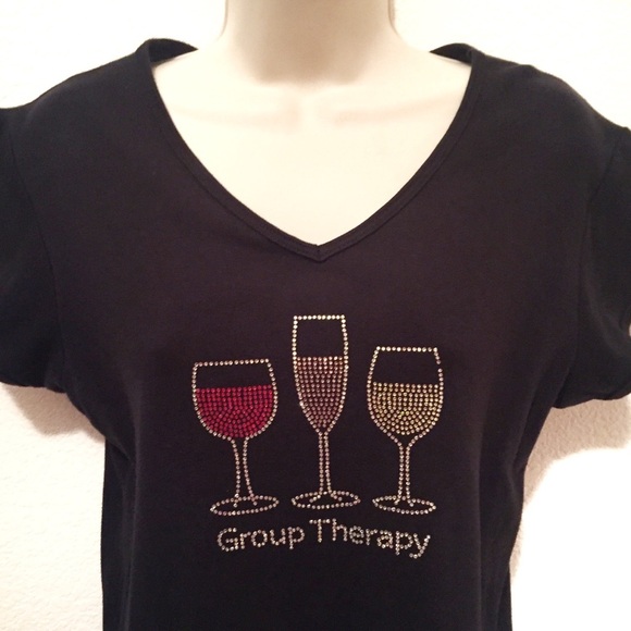 Wine Cocktails Bling Black Women’s T-shirt Large - Picture 2 of 6